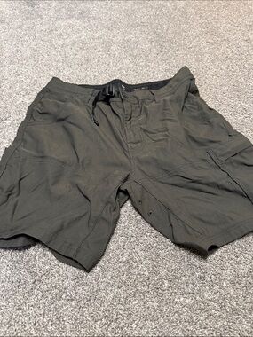 Prana Men's Olive Green Cargo Shorts with Integrated Belt